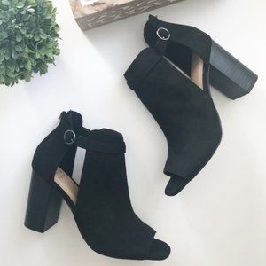 Women's Kamari Microsuede Heeled Open Toe Bootie